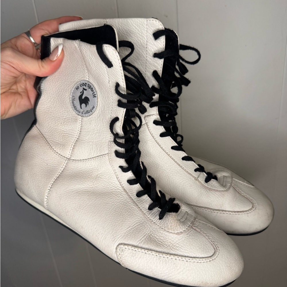 Vintage Y2K White Leather Boxing Boots